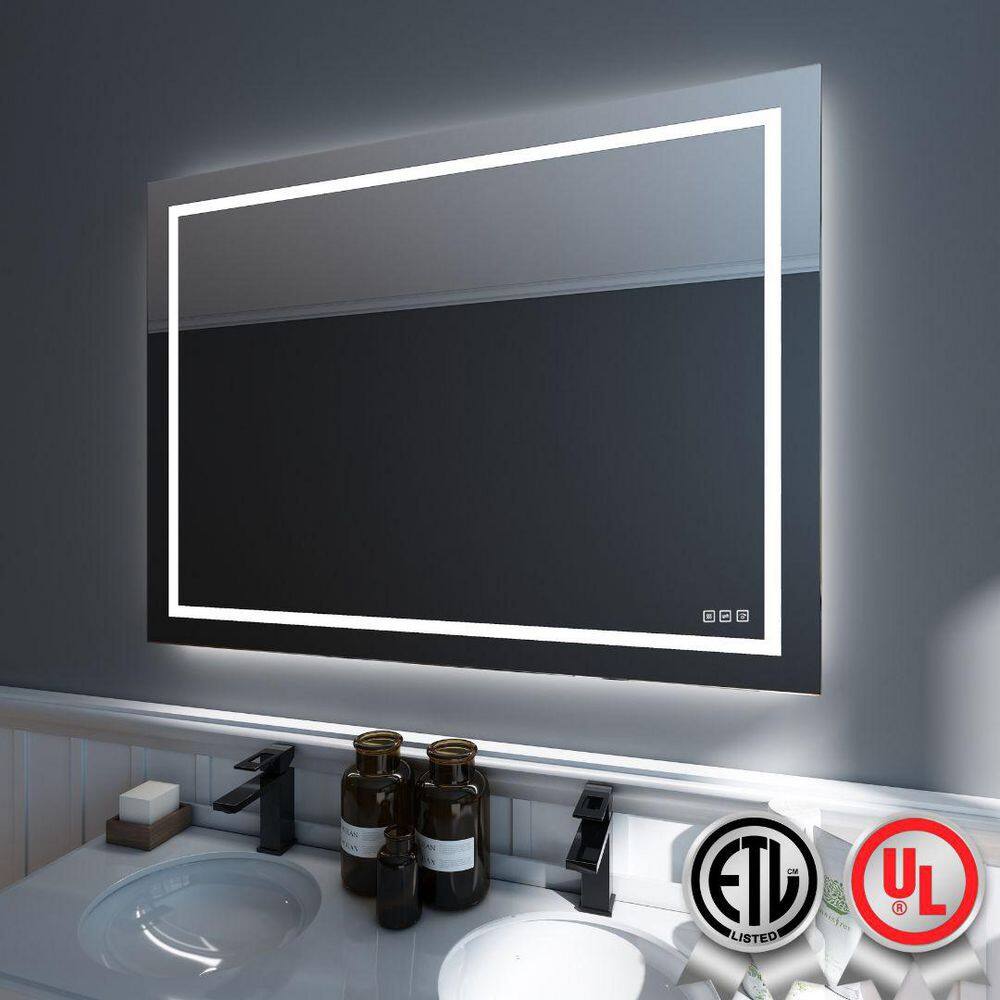48 in. W x 36 in. H Rectangular Frameless Wall Bathroom Vanity Mirror with Backlit and Front Light price history on PriceWatchPro