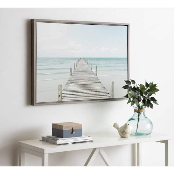 Kate and Laurel Sylvie "Wooden Pier on the Beach" by Amy Peterson Framed Canvas Wall Art