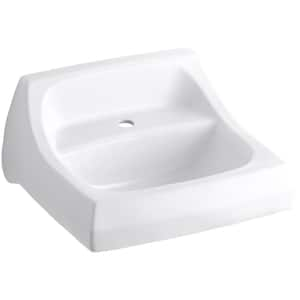 Kingston Wall-Mount Vitreous China Bathroom Sink in White with Overflow Drain