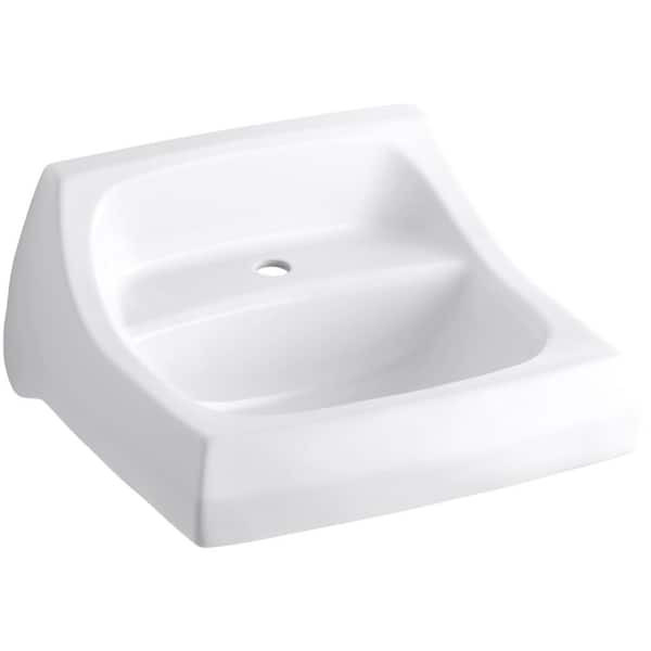 KOHLER Kingston Wall-Mount Vitreous China Bathroom Sink in White with Overflow Drain