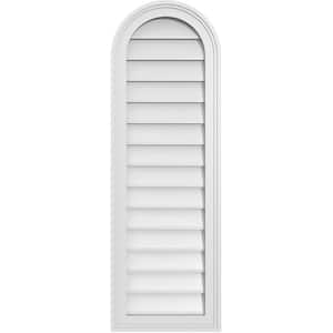 14 in. x 42 in. Round Top Surface Mount PVC Gable Vent: Decorative with Brickmould Frame