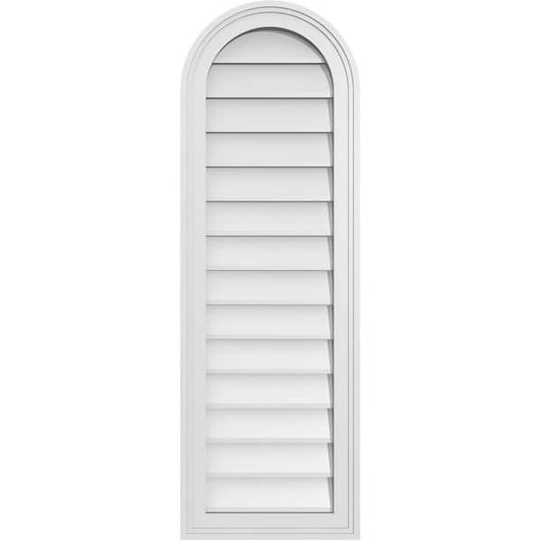 Ekena Millwork 14 in. x 42 in. Round Top Surface Mount PVC Gable Vent: Decorative with Brickmould Frame