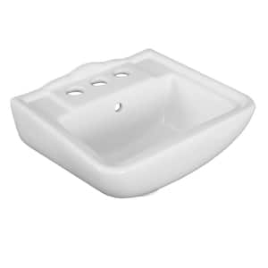 12 in. W x 11 in. D x 7 in. H Small Ceramic Wall-Mounted Rectangular Bathroom Sink in White