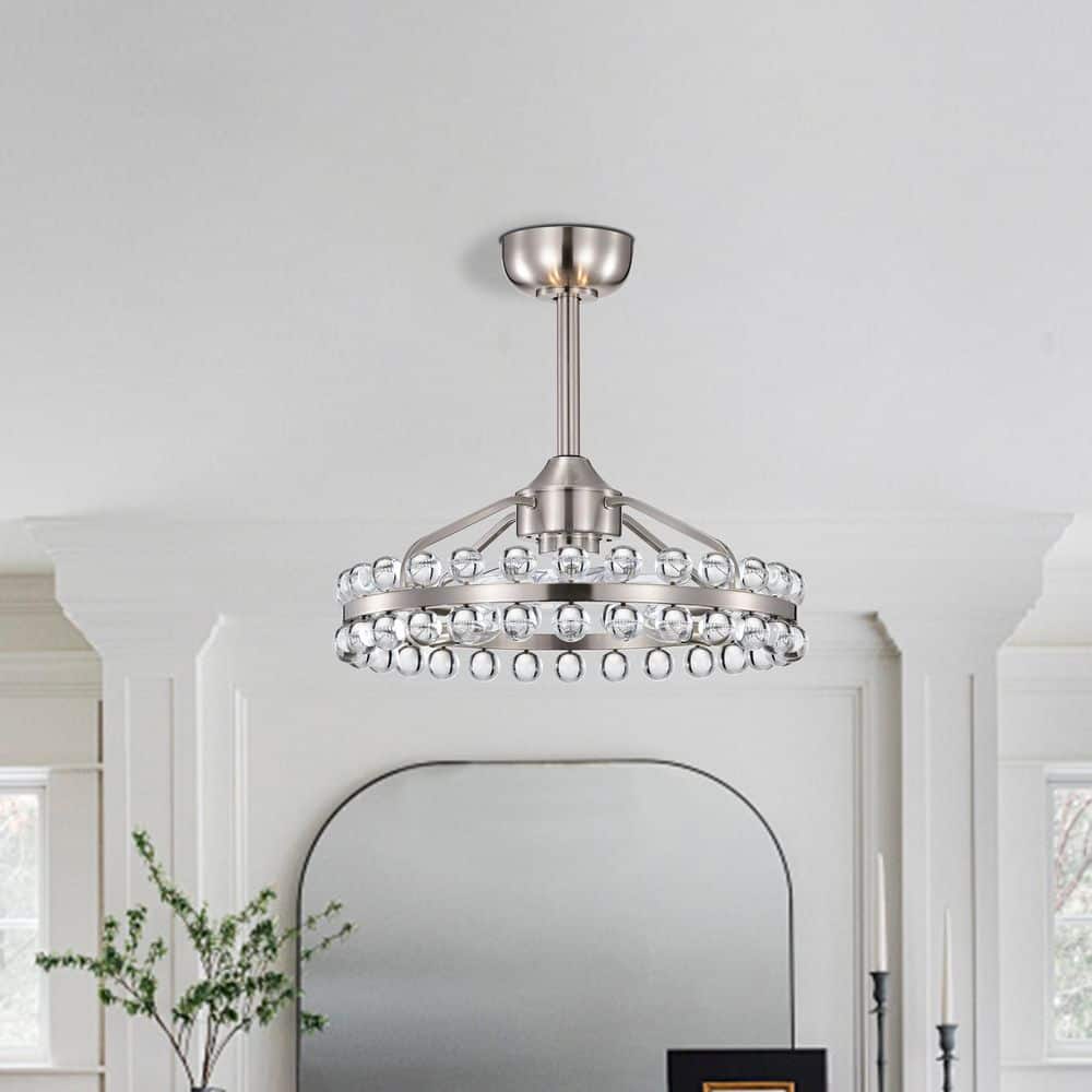 Heritage 12 in. 4-Light Indoor Nickel Crystal Downrod Type Modern Fandelier Ceiling Fan for Bedroom Downrod Included price history on PriceWatchPro