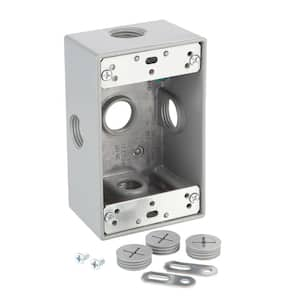 1-Gang Metallic Weatherproof Box with (5) 1/2 in. Holes, Gray