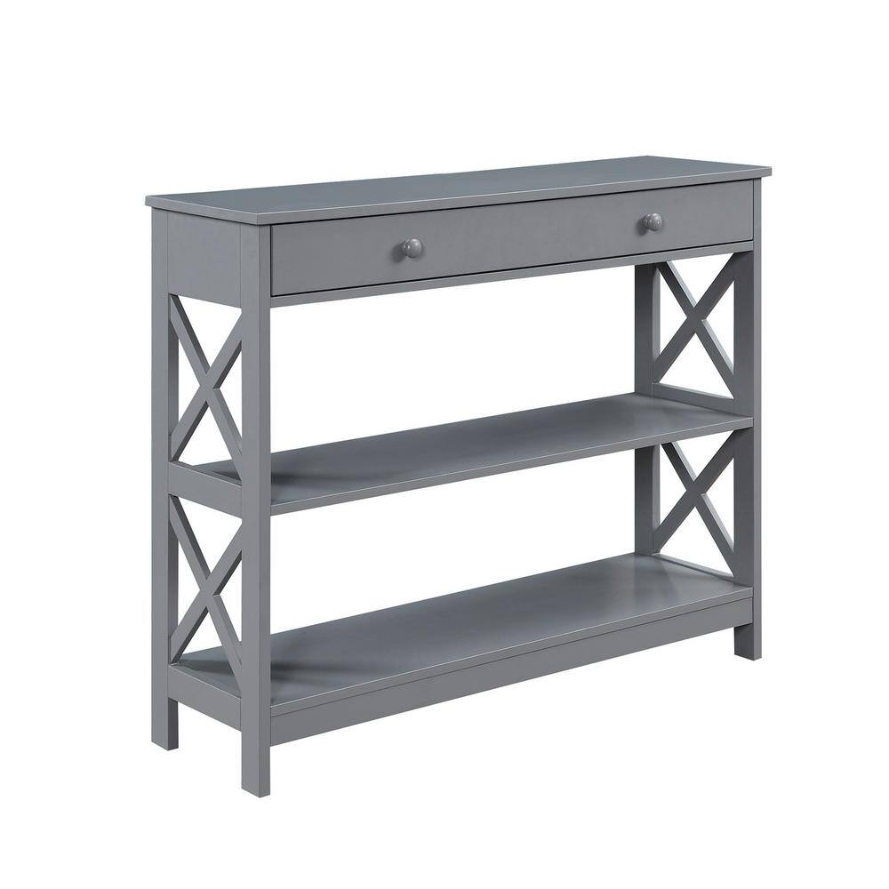 Oxford Gray 40" Wood Console Table with Storage Shelf and Drawer
