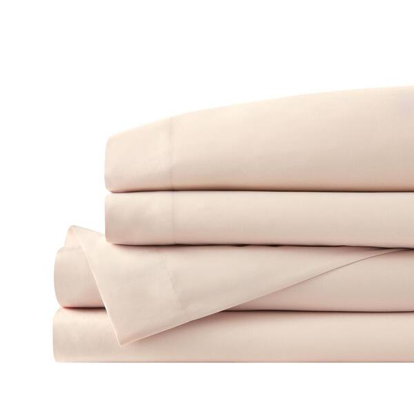 StyleWell Brushed Soft Microfiber Cameo Pink 4-Piece Queen Sheet Set