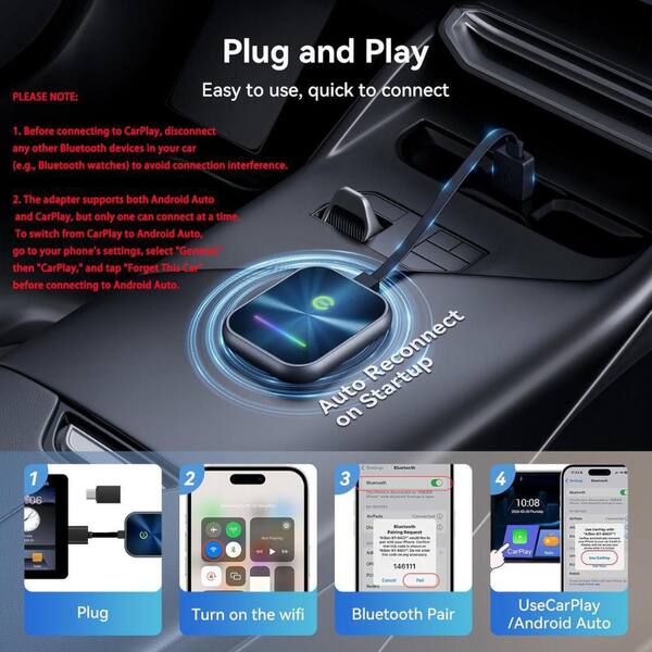 Adaptateur Wireless CarPlay Pour Audi Q2 (2017-2024) - Plug & Play, Convertit CarPlay Filaire En Sans Fil - 10