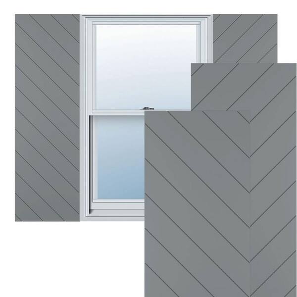 Ekena Millwork 15-in W x 47-in H True Fit PVC Diagonal Slat Modern Style Fixed Mount Shutters, Ocean Swell