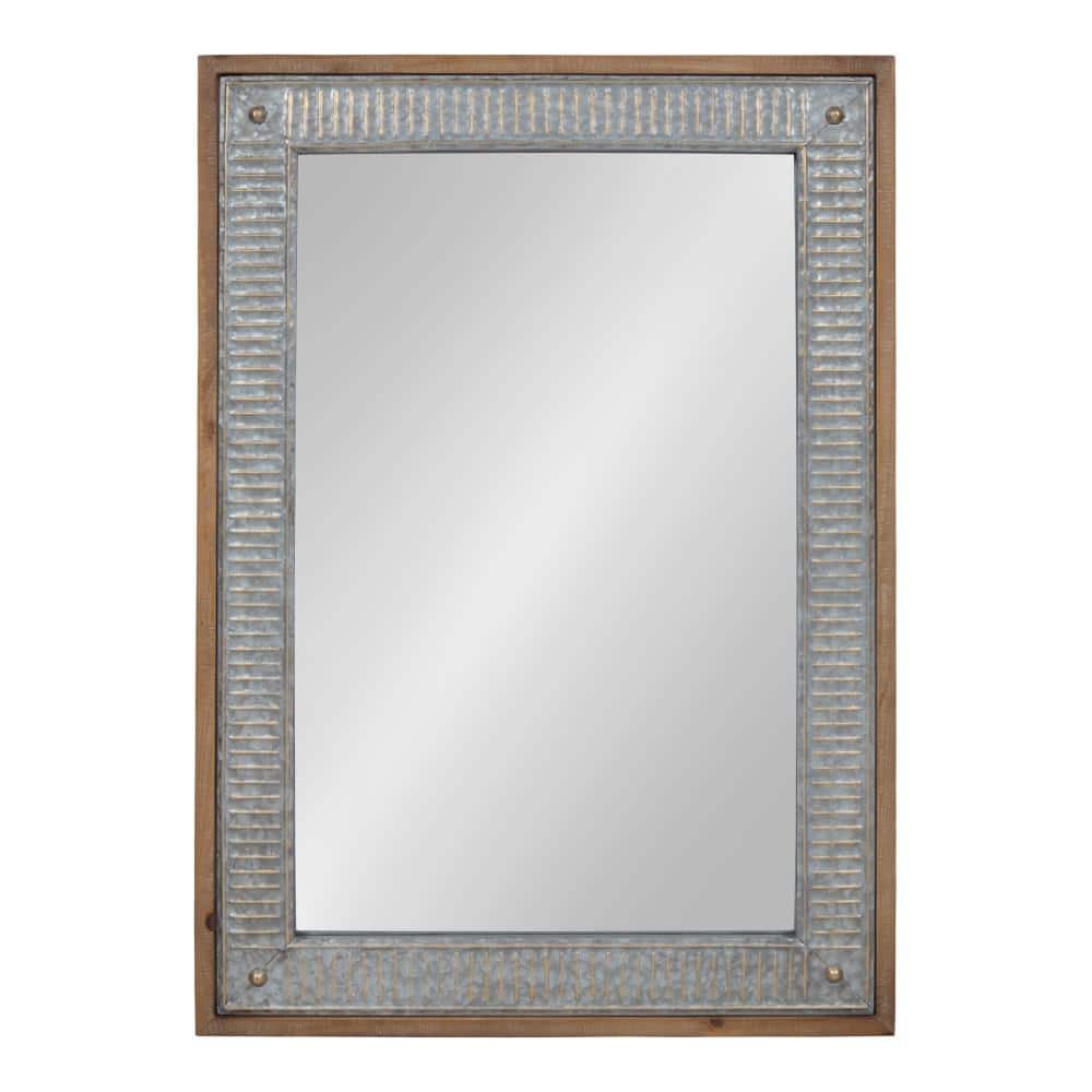 Rustic Brown Wood and Galvanized Metal Full-Length Wall Mirror