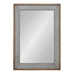 Medium Rectangle Rustic Brown American Colonial Mirror (39 in. H x 27.2 in. W)