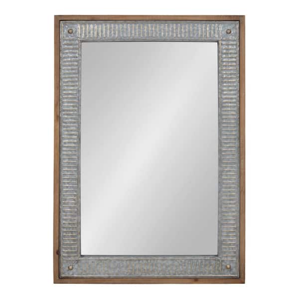 Kate and Laurel Medium Rectangle Rustic Brown American Colonial Mirror (39 in. H x 27.2 in. W)