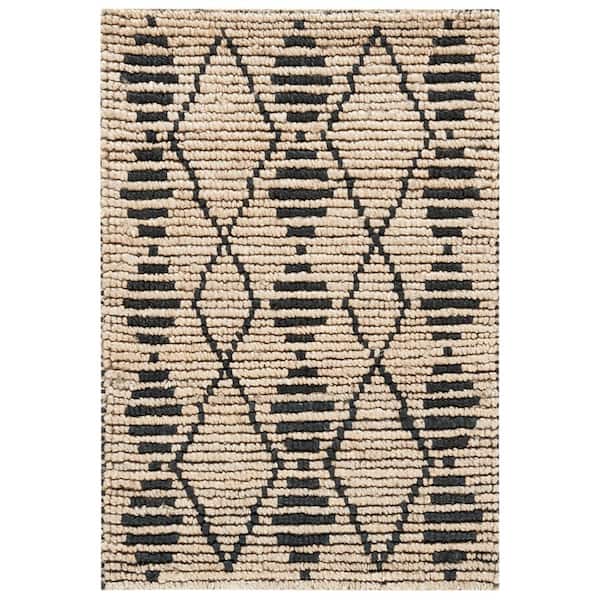 SAFAVIEH Bohemian 2 ft. x 3 ft. Beige/Black Geometric Striped Area Rug
