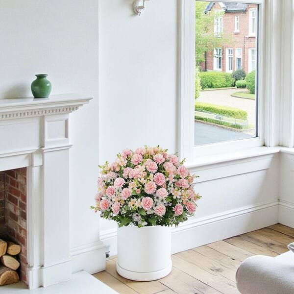 poetree 24 in.Pink Artificial Topiary Plant (2-Pack),Faux Flowers