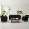 JEAREY Modern 3-Piece Black Chenille Living Room Set with Nailhead Trim and Rubberwood Legs LDSF-123SET-Black