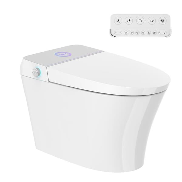 RAINLEX Elongated Bidet Toilet 1 GPF in White with Adjustable Sprayer Settings, Heated, Soft Close