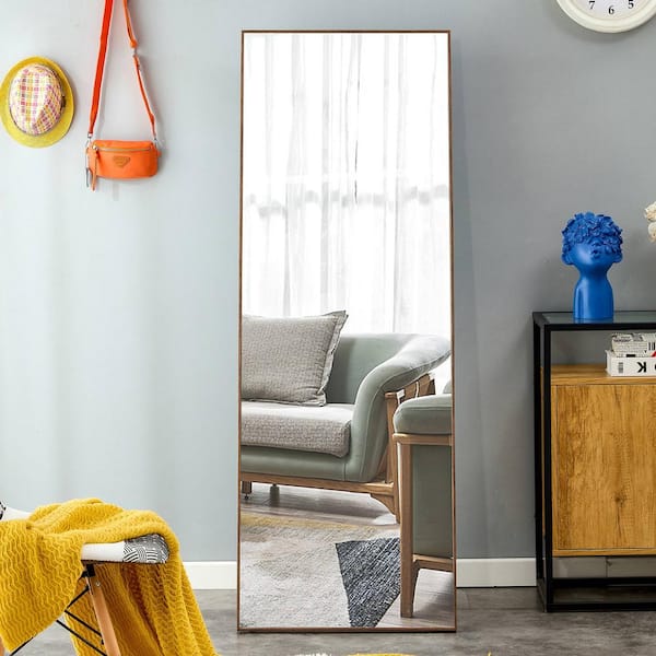 Tradrou Gold 23 in. W x 65 in. H Rectangle Metal Full Length Mirror