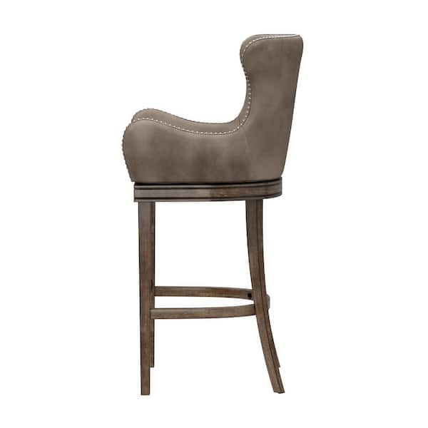 Caydena 30 in. Rustic Gray and Taupe Memory Return Swivel Bar Stool