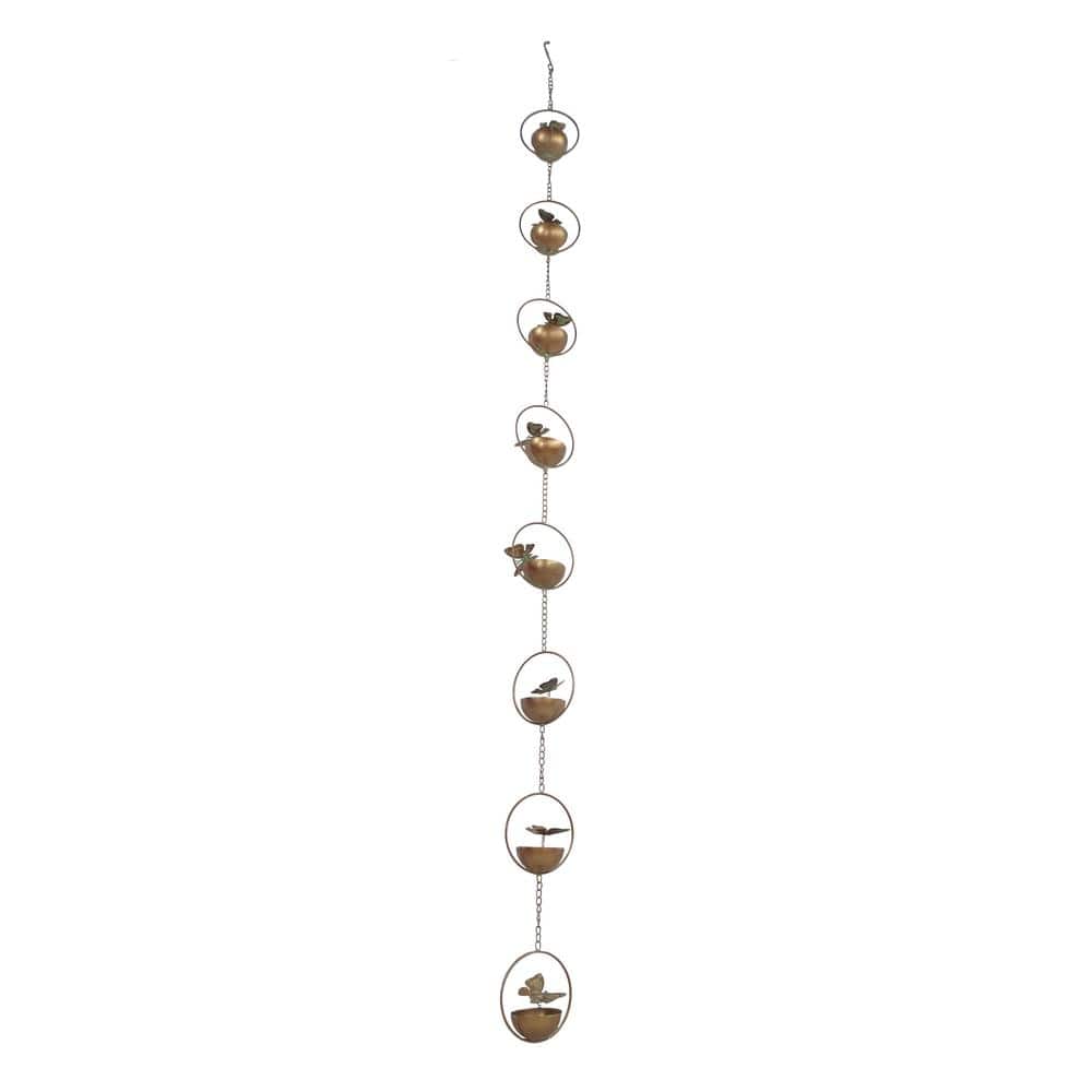 Copper Iron Hanging Butterfly Rain Chain with Spring, 73" Outdoor Decor