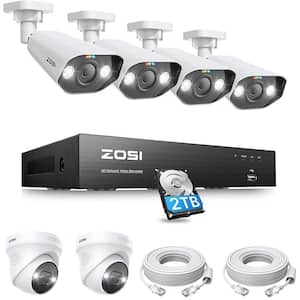 4K Ultra HD 8-Channel 2TB PoE NVR Security Camera System with 6 8MP Wired Spotlight Cameras, AI Person Vehicle Detection