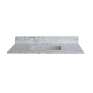 37 in. W x 22 in. D x 0.75 in. H Engineered Stone Composite Bathroom Vanity Top in White with Rectangular Single Sink