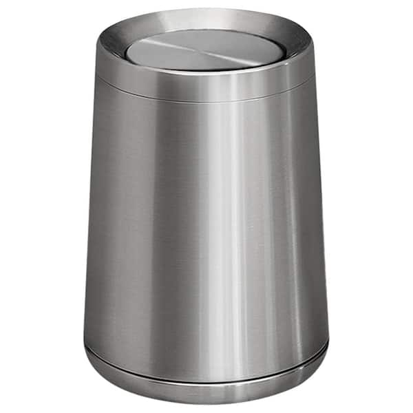 3.1 gal. Sliver Rectangular Metal Household Trash Can with Lid