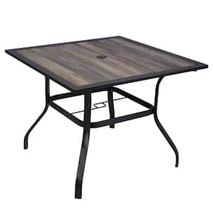 Coolmen 37 in. x 37 in. Table Dark Brown Square Metal Frame Outdoor Dining Table in Brown