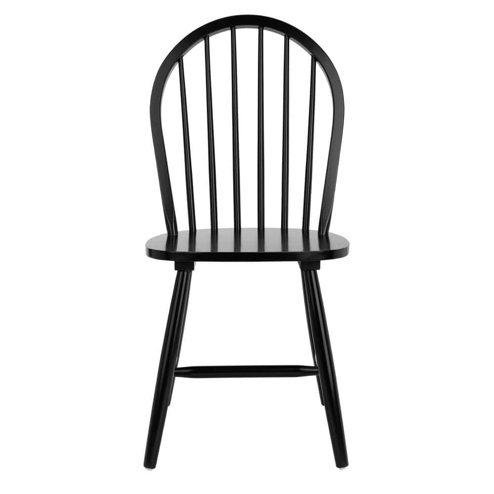 Camden Black Rubberwood Spindle Back Dining Chairs, Set of 2