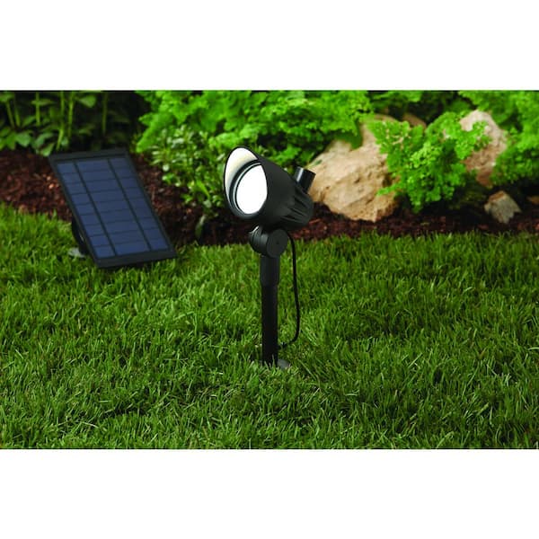 Hampton Bay 50 Lumen Black LED Metal Weather Resistant Outdoor Solar Spot Light