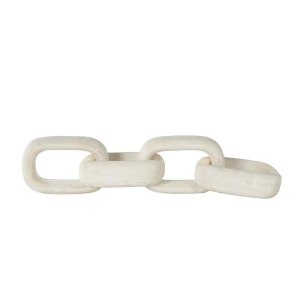 Litton Lane Cream Wood 4 Link Chain Sculpture with Natural Wood Grains