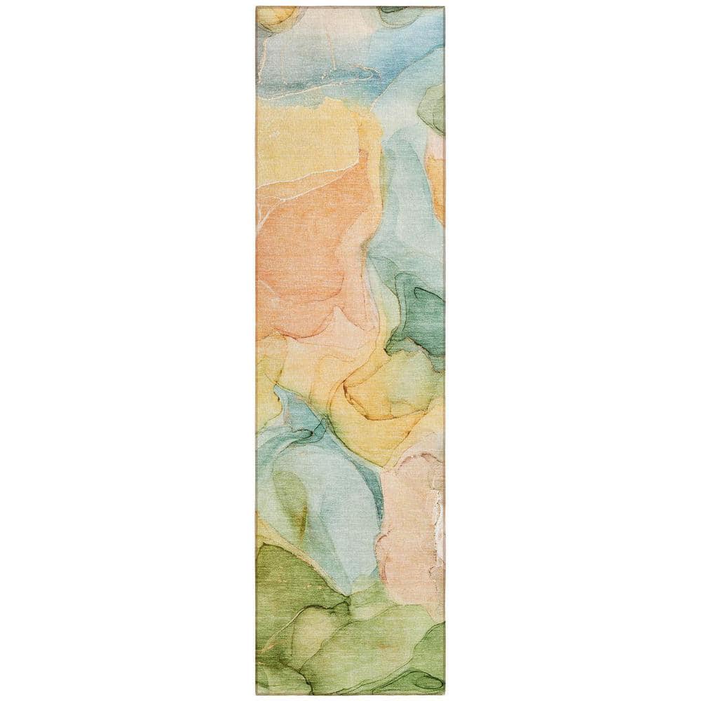 Blue 2 ft. x 7 ft. Abstract Indoor / Outdoor Area Rug price history on PriceWatchPro