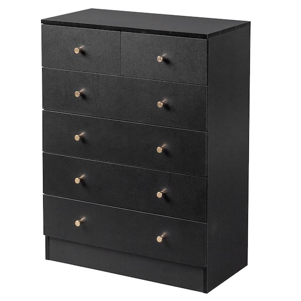 Black 6 Drawer 25. 98 in. Wide Chest of Drawers