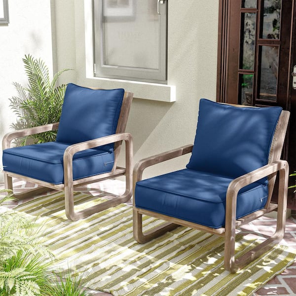 19 in. x 19 in. x 4 in. Square Outdoor Deep Seating Cushion Set Seat and Back Cushion for Chair and Sofa Blue
