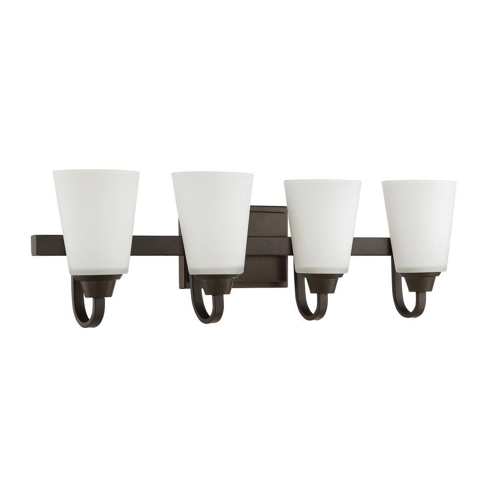 Espresso Brown 4-Light Wall Vanity with Clear Glass Shades