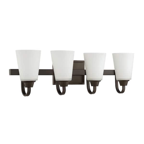 CRAFTMADE Grace 27.5 in. 4-Light Espresso Finish Vanity Light with Frost White Glass