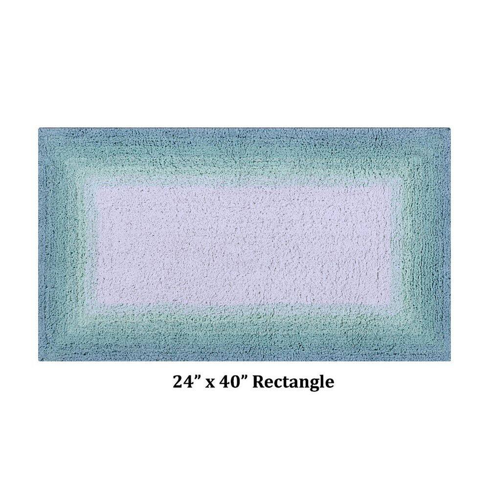 Turquoise Ombre 100% Cotton Tufted Bath Rug with Non-Slip Backing