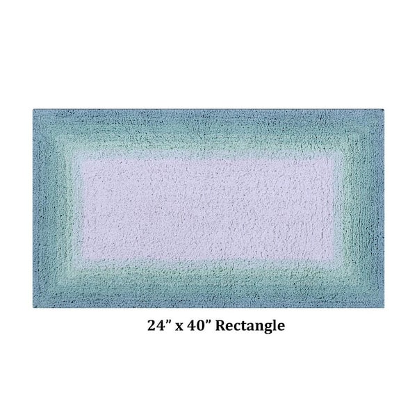 Torrent Collection 24 in. x 40 in. Blue 100% Cotton Rectangle Bath Rug