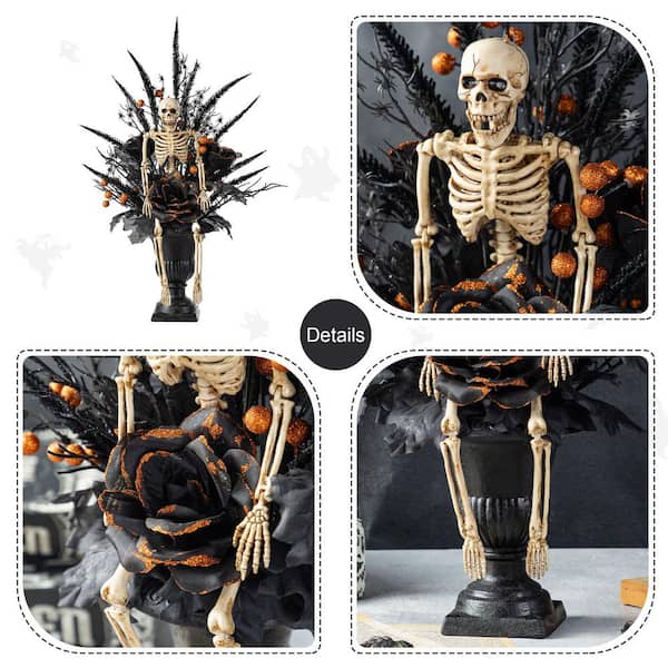 black_tree様 Glitzhome 22 in. H Halloween Black Rose, Skeleton and Berry