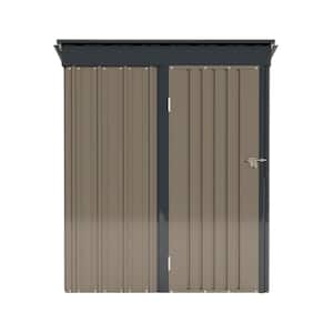 5 ft. x 3 ft. Metal Outdoor Storage Shed, with Sloping Roof and Lockable Door for Backyard Garden Patio Brown 15 sq. ft.