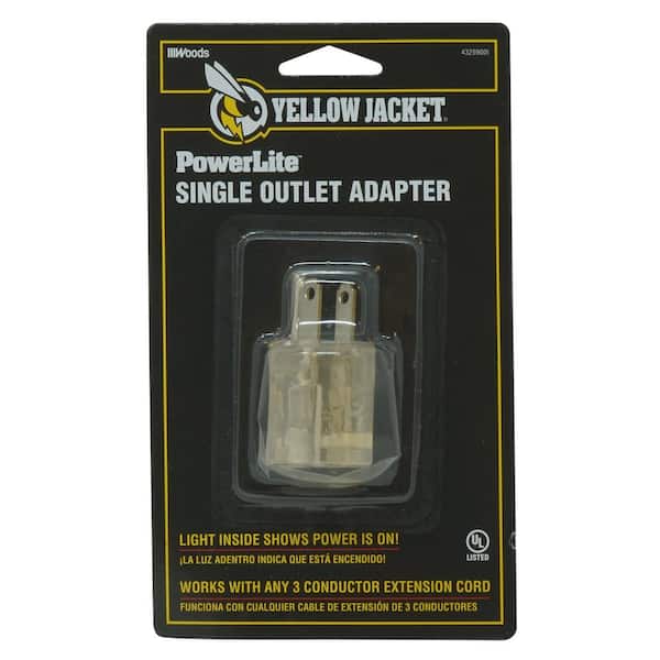 Yellow Jacket 15 Amp Extension Cord Power Light Plug Adapter