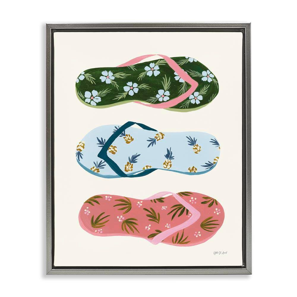 Tropical Flip Flops by Yvette St. Amant Gray Floater Frame Coastal Graphic Art Print 31 in. x 25 in. price history on PriceWatchPro