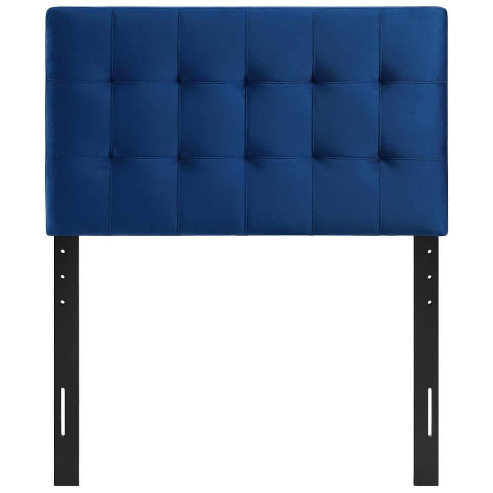 Navy Blue Velvet Tufted Twin Upholstered Headboard