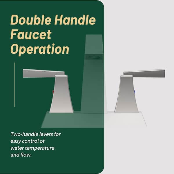 Rotatable 4 in. Centerset Double Handle Bathroom Faucet with Drain Kit Included in Brushed Nickel