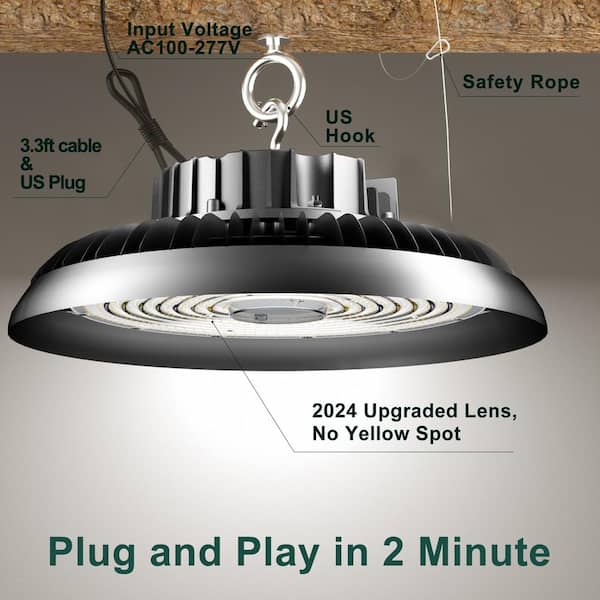 bulbeats 4-Pack of 450-Watt LED High Bay Light 67500 Lumens High Bay LED Shop Lights AC 100-277-Volt UFO LED Lights for Warehouse