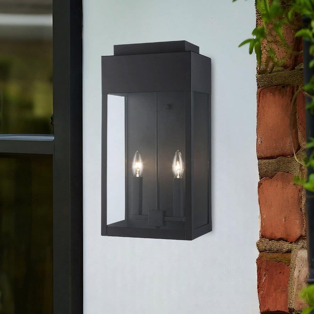 Marley 20.5 in. 2-Light Black Outdoor Wall Light Fixture with Clear Glass price history on PriceWatchPro