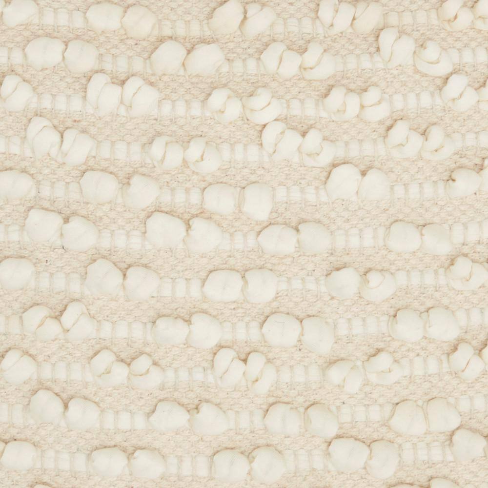 Natural Beige Cotton Embroidered Square Throw Pillow, 18" x 18"