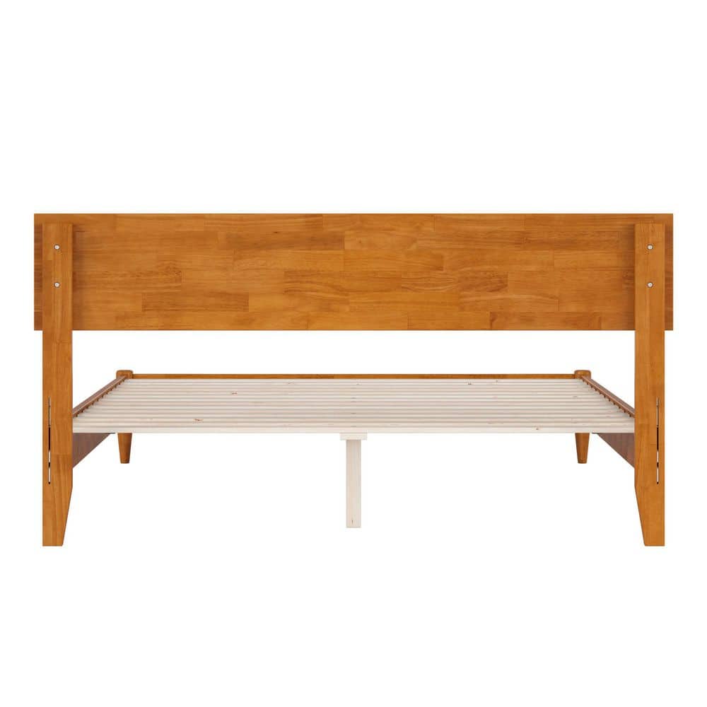 Aria Light Toffee Queen Wood Platform Bed with USB Ports
