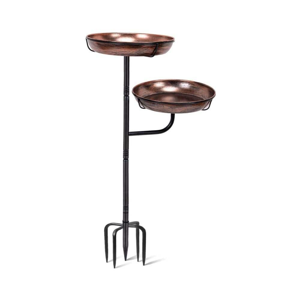 Bronze Metal Bird Bath for Outside, 41 in. Standing Bird Bath Feeder Bowl, Double Layer Bowl, Bird Bath Stand for Garden price history on PriceWatchPro