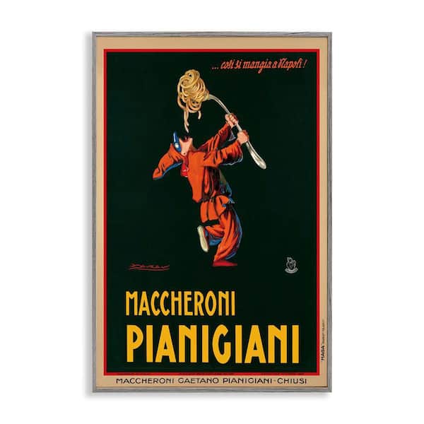 Stupell Industries Maccheroni Vintage Ad by Vintage Poster Gray Framed Food Giclee Art Print 24 in. x 16 in.