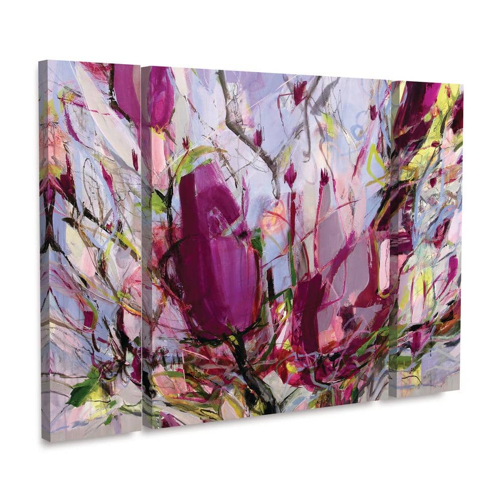Kati Bujna Magnolia Blossoms Purple Abstract Canvas Art Set